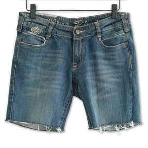 Nine‎ Rivets Denim Shorts Womens 5 Embellished Rhinestone Cutoff Y2K Low Rise